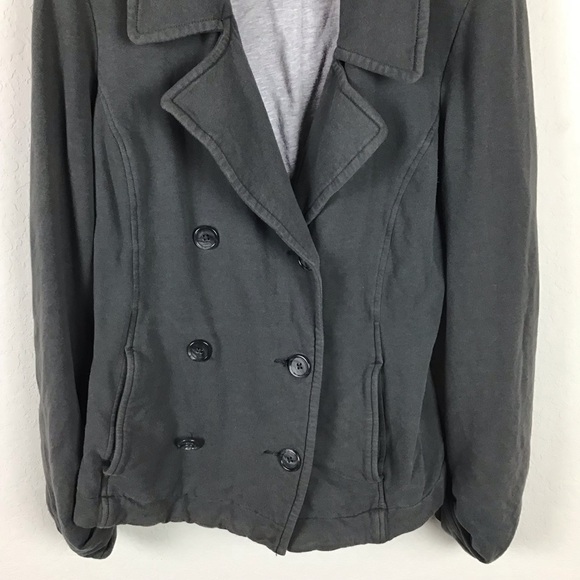 James Perse Jacket 3 Gray Cotton Peacoat Double Breasted Blazer Women’s - Picture 3 of 8